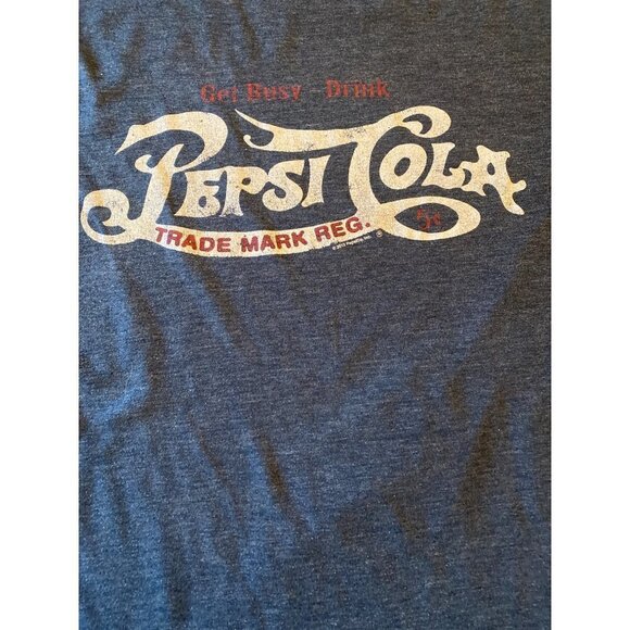 Get Busy Drink Pepsi Cola Blue T Shirt Size Medium Short Sleeve Crew Neck - Picture 2 of 5
